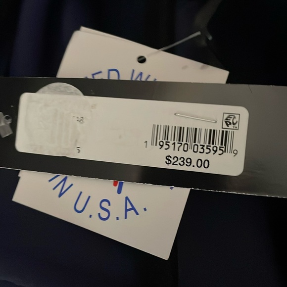 NWT Betsy Adam Off The Shoulder Ruffle Dress Navy Blue Size 10 - Picture 11 of 14